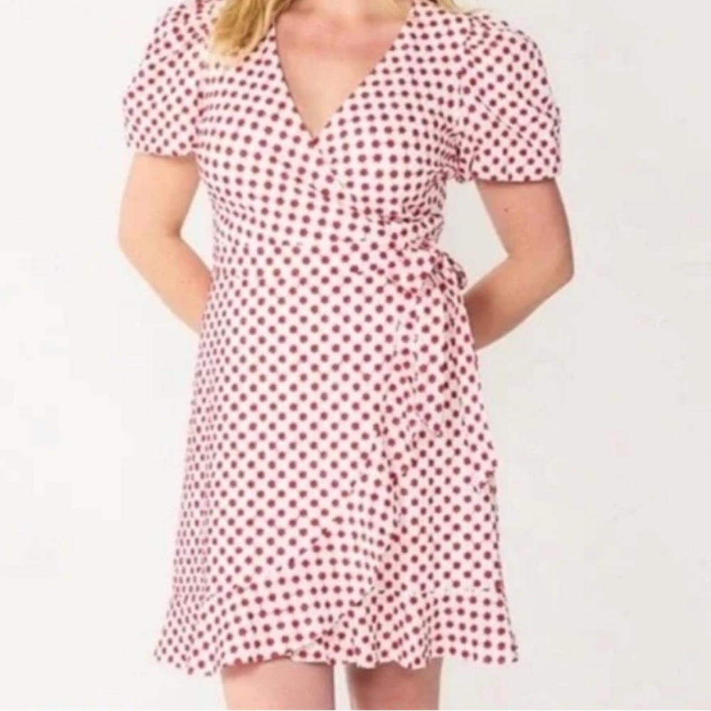 Polka Dot Wrap Dress - Red